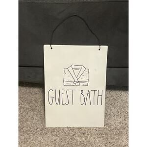 Rae Dunn Guest Bathroom Door Ceramic Plaque RARE Wall Hanging
